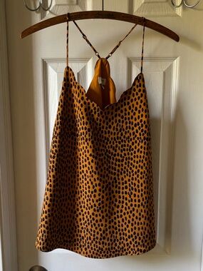 J. Crew Orange and Navy Blue Spotted Cami